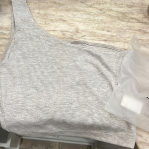 Joann brown cropped one shoulder tank/new with tags